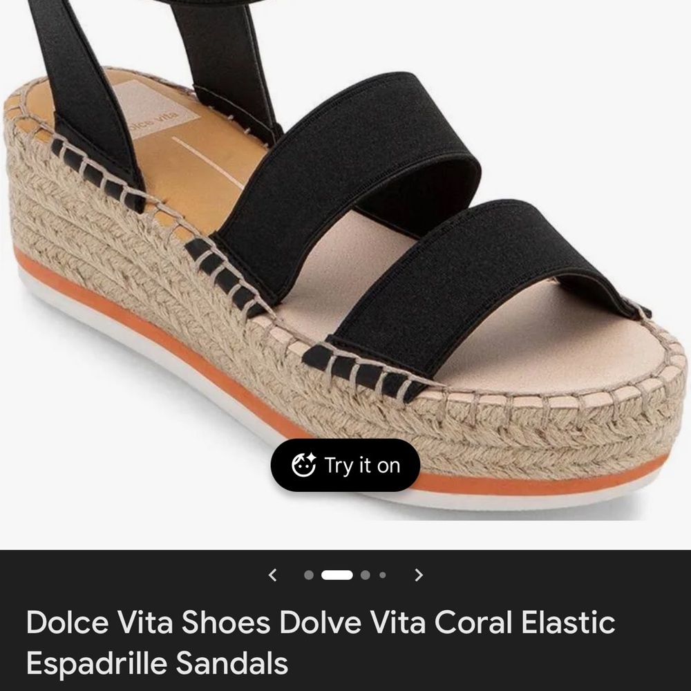 Dolce Vita Black Dual-Strap Espadrille Sandals with Ankle Strap